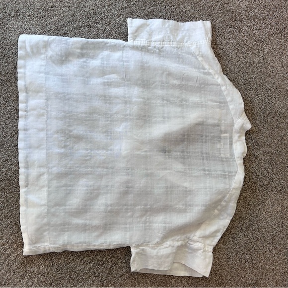 Banana Republic Laurel Linen Cotton Boxy Deep V Neck Top. Pure white. Coastal. S - Picture 6 of 13